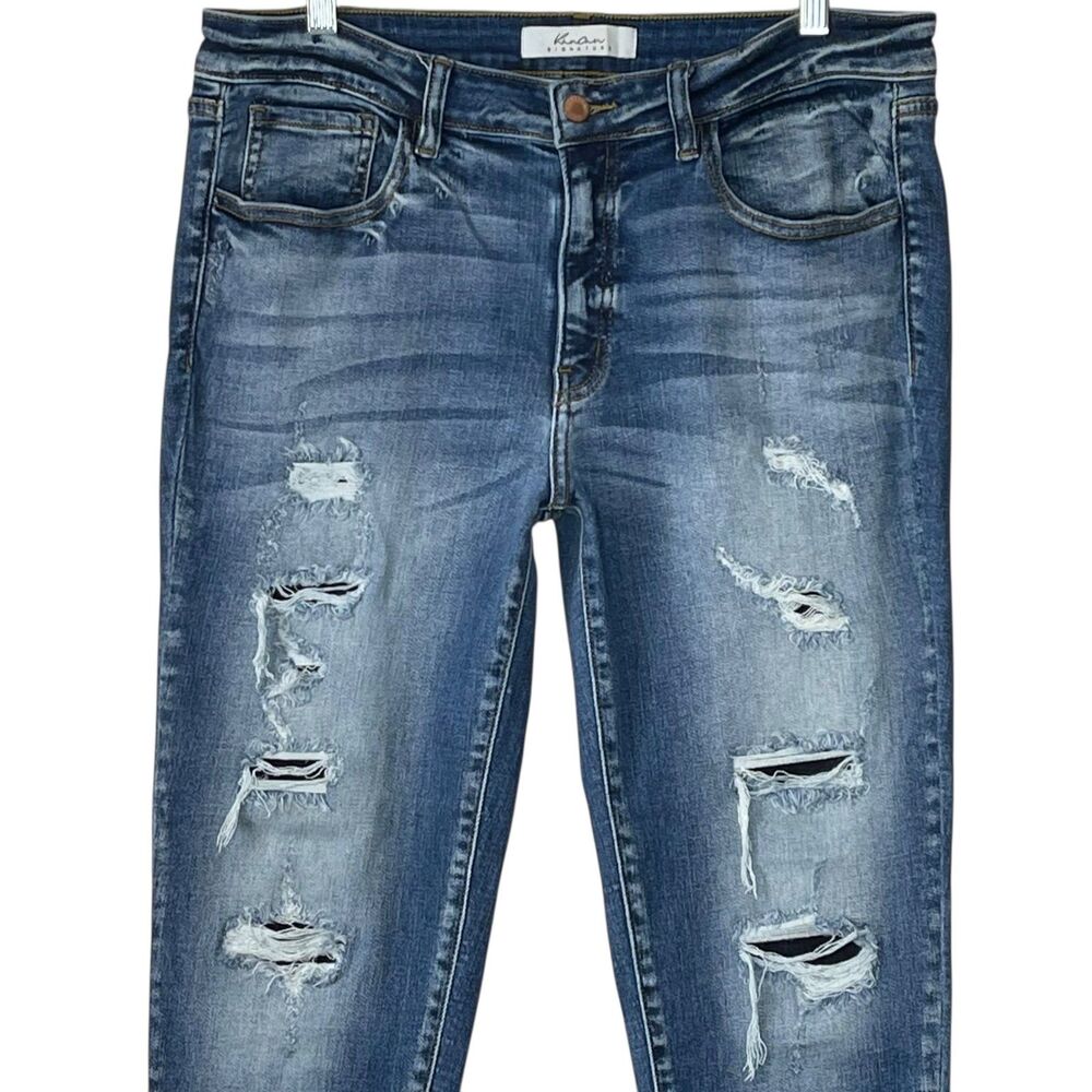 KanCan Signature Mid-Rise Ankle Skinny Jeans Size 32 Destructed Frayed Hem EUC - Picture 3 of 12